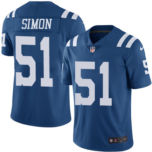 Nike Colts #51 John Simon Royal Blue Men's Stitched NFL Limited Rush Jersey - Click Image to Close